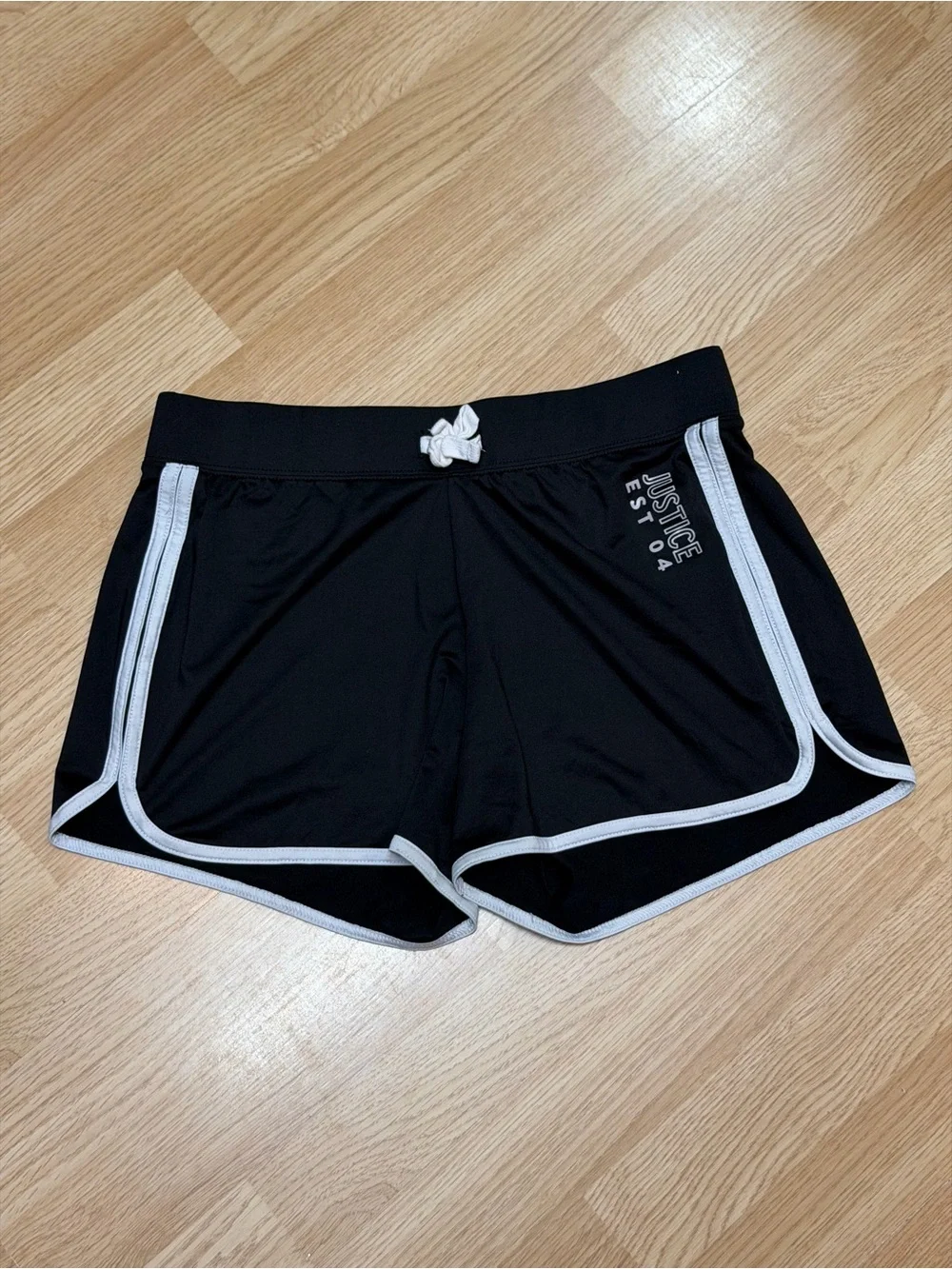 Justice Black Shorts with White Piping